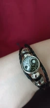 Yin Yang Tai Chi pulsera de cuerda blanco y negro trenzado brazalete brazaletes de cuero para las mujeres de los hombres