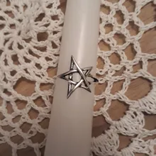 Retro tailandés Color plateado pentagrama estrella anillo ajustable para mujeres de moda regalo de fiesta, joyería S-R284