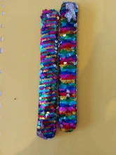 2 uds. De pulseras Slap con purpurina y lentejuela sirena, brazaletes con parches de dos colores para niños, decoración de fiesta, juguetes, accesorios de pulsera