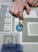 LLavero de estilo metálico con dibujos animados de AmongUs para coche, decoración para llaves, regalo de Navidad, tamaño pequeño de 4CM