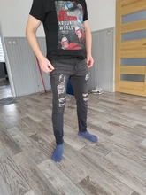 Adisputent-pantalones de chándal Sexy para hombre, vaqueros con agujeros, informales, rasgados, ajustados, para verano y otoño