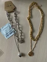 Collar Vintage multicapa con forma de moneda para mujer, Gargantilla, Color dorado y plateado, retrato de moda, cadena gruesa, joyería