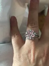 Nuevo romántico flor de cerezo circón anillos de dama de moda elegante Sakura princesa anillos de boda de joyería de la novia