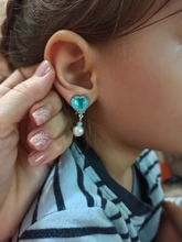Pendientes de cristal para niña pequeña, pendientes sin Piercing, pendientes de perlas de imitación, 1 par