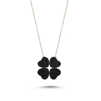 Silver 925 Sterling Black Zircon Cubic Zirconia Clover Necklace
Silver 925 Sterling Black Zircon Cubic Zirconia Clover Necklace