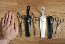 Funda de cuero para peluquero, funda para tijeras, bolsa profesional de cuero de vaca, bolsa de almacenamiento