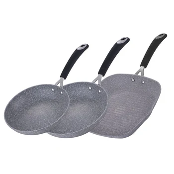Bh-1181 Grey Stone touch line set of 3 Frying Pan 
Bh-1181 Grey Stone touch line set of 3 Frying Pan