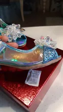 Zapatos de fiesta para niñas, sandalias de princesa de cuero, cristales brillantes, diamantes de imitación, nudo, Elsa, regalo de Navidad