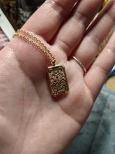 Collar con colgante creativo de Tarot esmaltado para niña, colgante de tarjeta, oro de 16K, Platd cuadrado, Luna, Sol, mundo, amor, poder, pareja, 2021