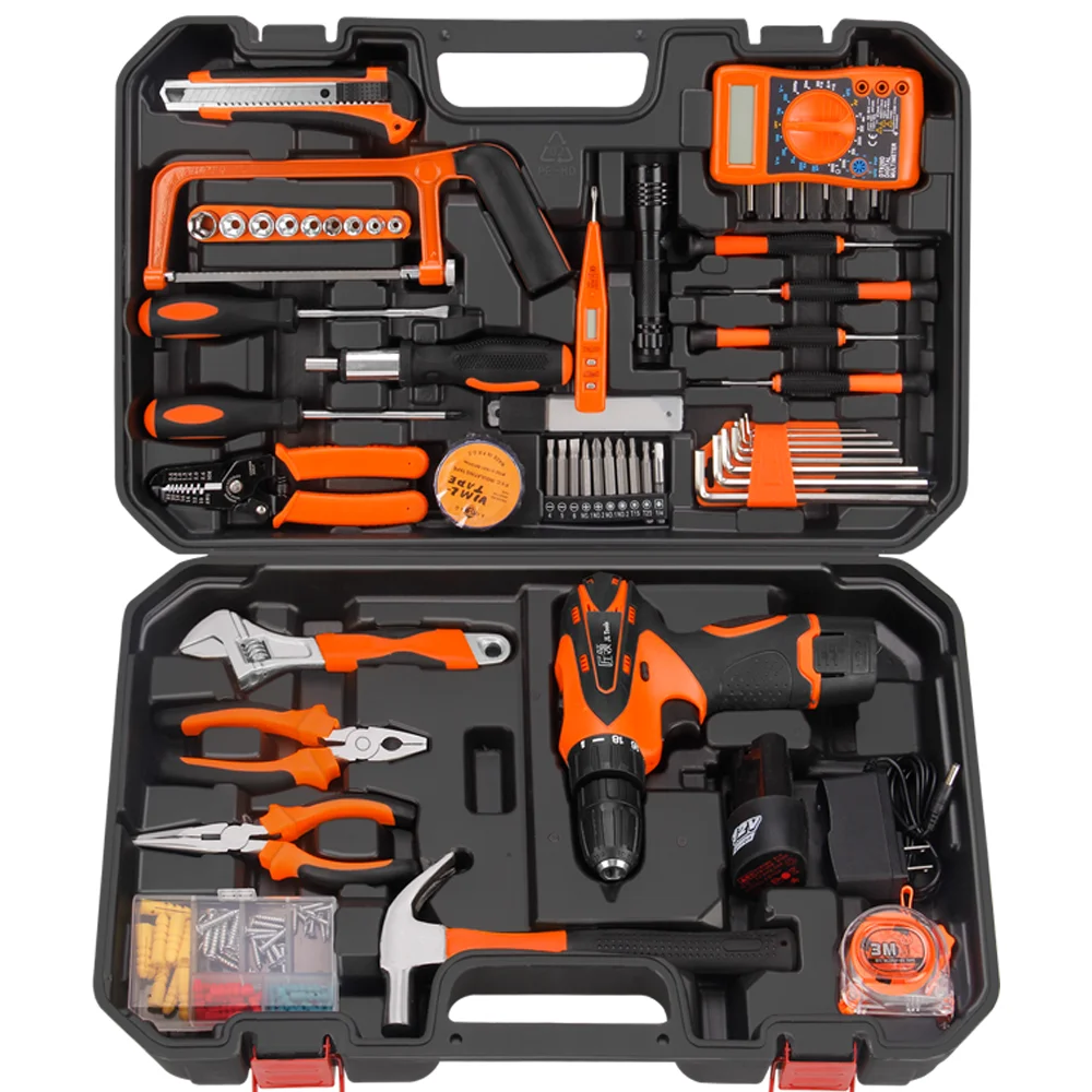 Tools 128 pcs. Tool Tool kit Tool kit with electric drill hand tool tool sets tool kit for home Drills hammers Electric tool kit
Tools 128 pcs. Tool Tool kit Tool kit with electric drill hand tool tool sets tool kit for home Drills hammers Electric tool kit