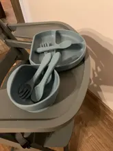 Tazón para bebé, cuchara, tenedor, vajilla de silicona con mango para niños, tazón de silicona para bebé, alimentación para el almuerzo, 28