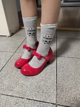 Zapatos Infantiles para niñas, calzado con lazo de cuero para fiesta de Baile de Princesa, brillantes, Color rojo sólido, tacón alto, de cuero de moda, oferta de otoño