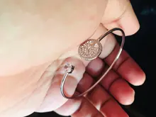 Pulsera de piedra blanca de circón para mujer, brazalete ajustable de árbol de la vida para mujer, brazalete de boda de oro rosa