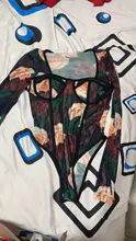 Hirigin-Body de malla con estampado Floral para mujer, Body Sexy transparente de manga larga para fiesta y Club, Top de otoño