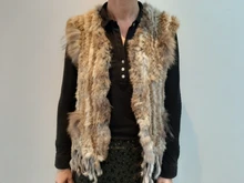 Chaleco de piel de conejo con borla para mujer, chaleco de piel de conejo auténtica para invierno y otoño, gran oferta