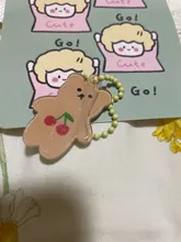 Llaveros de dibujos animados de cereza, Ángel y oso, funda de Metal para auriculares, colgante para chicas, mochila para estudiantes, baratijas de dibujos animados, joyería Kawaii