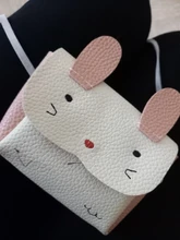 Monedero para niña, bolso de cuero PU para niños, monedero, caja, lindo conejo, Mini bolsa de dinero, billetera cruzada para bebé