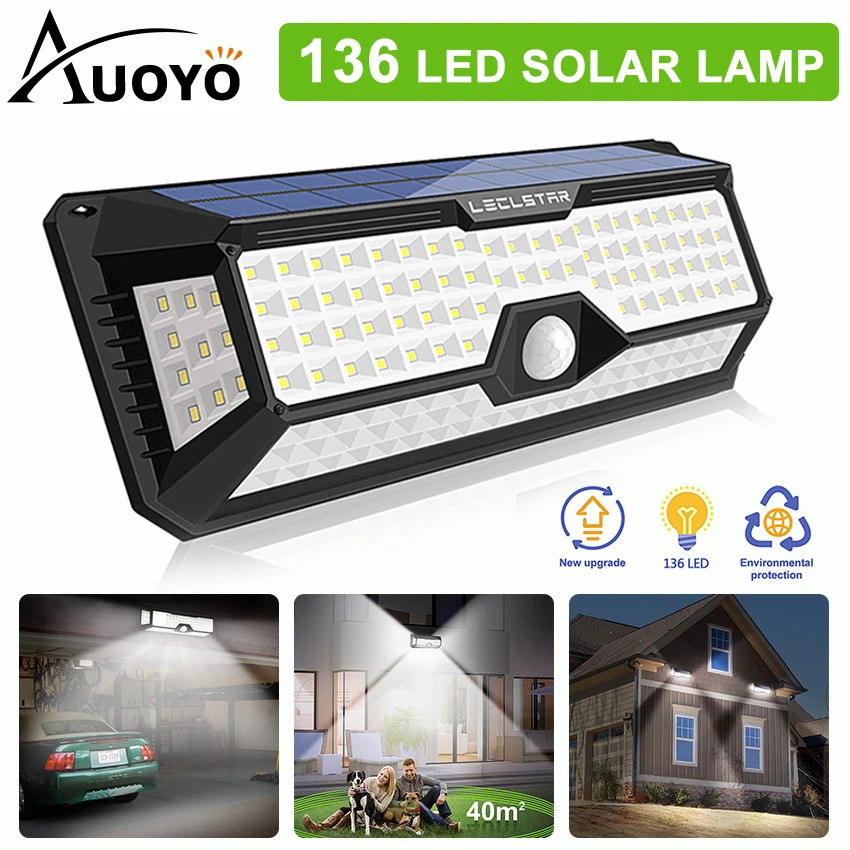 Auoyo 136 LED Solar Lights Outdoor Lighting Wireless Sensor Lamp of 4 Sides with Wide Lighting Area Waterproof
Auoyo 136 LED Solar Lights Outdoor Lighting Wireless Sensor Lamp of 4 Sides with Wide Lighting Area Waterproof