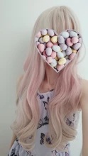 HUAYA-peluca rizada largo ondulado Lolita con flequillo para niña, peluca de Cosplay de fiesta diaria, sintética, resistente al calor, Color rosa degradado