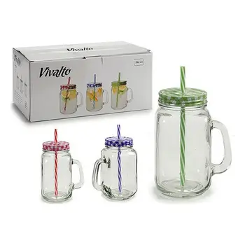 Jar with Lid and Straw Vivalto (9 x 16 x 12 cm) 
Jar with Lid and Straw Vivalto (9 x 16 x 12 cm)