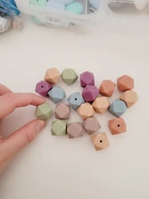 Lets make-20 piezas octogonal Hexagonal, mordedor de cuentas para bebé, cuentas de silicona de 17mm, cadena de chupete DIY, pulsera de silicona libre de BPA