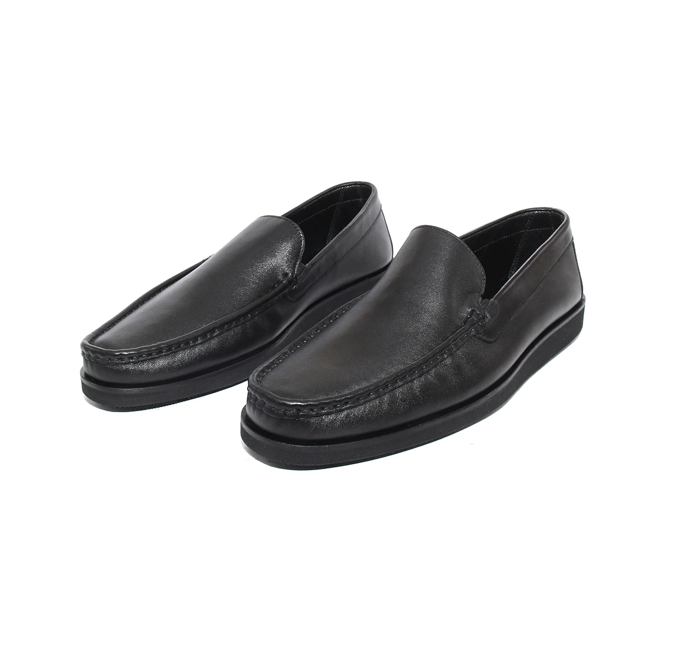 

Handmade Black Casual Loafers with Genuine Calfskin, Lightweight EVA Sole, Full Leather Insole, Men's Comfort Slip On Shoes