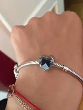 Abalorio de foto personalizado, de Plata de Ley 925, Animal, gato, CZ, corazón, cuentas, apto para pulsera Pandora, collar, joyería artesanal