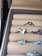 ANENJERY-anillo mariposa abertura para mujer, de Plata de Ley 925, Simple Flash, CZ, personalidad, viento fresco, regalo de San Valentín, S-R346