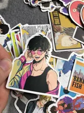 Pegatinas de peces de plátano de Anime, para papelería, portátil, monopatín, PVC, mochila, botella, bicicleta, pegatina impermeable para coche, 10/30/50 Uds.