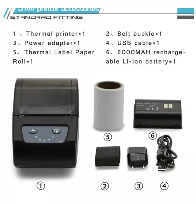 P58D 58mm mini thermal label printer for soho supermarket clubs (10)