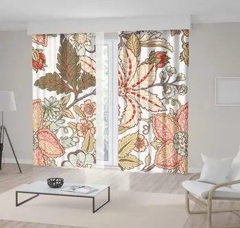 Curtain Vintage Flower Pattern Summer Blossoms Leaves Plant Branches Oriental Art Red Green Beige 
Curtain Vintage Flower Pattern Summer Blossoms Leaves Plant Branches Oriental Art Red Green Beige