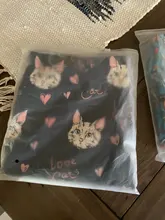 LETSFIND-Pantalones con estampado de doble cara para mujer, Leggings suaves de cintura alta con estampado de gatos, de talla grande, 220gsm