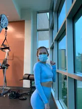 Conjuntos de Yoga para mujer, Top corto de manga larga sin costuras, Leggings de cintura alta para gimnasio, ropa deportiva de entrenamiento, 2/2021 Uds., novedad de 3/5