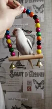 Wooden Parrot Swing Toy Bird Cage Accessories Bird Stand Rack Hanging Perch For Bird Parrot Swing Toy with Colorful Beads Bells