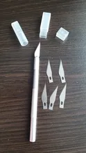Cuchillo de hoja de bisturí con mango de Metal, cortador de papel de madera, pluma artesanal, suministros de corte de grabado, bricolaje, papelería, cuchillo de utilidad, 1 Juego