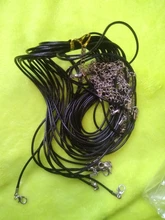 20 unids/lote Real hecho a mano de cuero ajustable trenzado collares de cuerda y amuletos colgantes resultados langosta cierre cuerda cordón 2 mm