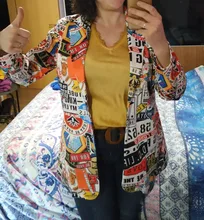 Chaqueta Vintage con estampado de letras Irregular para mujer, moda de venta al por menor, abrigo elegante americano de talla grande, otoño 2021