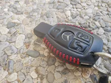 Funda de cuero genuino para llavero de coche, funda para llavero para Mercedes Benz CLS CLA GL R SLK AMG A B C S Class, accesorios para mando A distancia