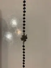 Pulsera de acero inoxidable con forma de trébol de oro rosa para mujer, brazalete de cuentas de cristal negro, joyería 2020