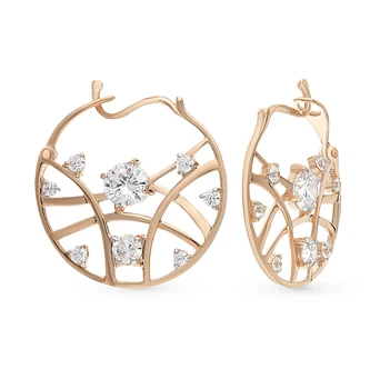 Gold earrings with cubic zirconia sunlight sample 585 
Gold earrings with cubic zirconia sunlight sample 585