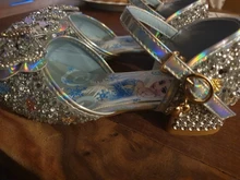 Disney nuevos niños fiesta sandalias de cuero de las niñas PU de tacón alto zapatos infantiles para niñas zapatos de vestido de baile, sandalias