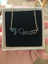 Collar con nombre personalizado para hombre y mujer, gargantilla de corazón con letras de acero inoxidable, colgante plateado, placa con nombre personalizada