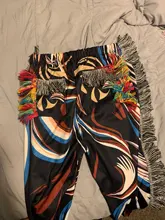 Pantalones de jogging con borlas laterales para mujer, almazuela de rayas, ceñido, de cintura alta, informal, a la moda, para Festival, 2021