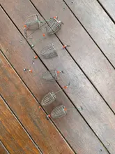 Jaula de señuelo de pesca de acero inoxidable, jaula de cebos S/M/L, trampa de pesca con fondo redondo, sirve como soporte, aparejos de pesca, 1 unidad