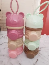 Caja portátil de almacenamiento de alimentos para bebé, oso antiniebla DE 3/4 capas, caja de polvo de leche de cereales esencial con apertura lateral, recipiente para aperitivos para bebés pequeños