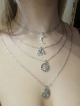 ¡El más nuevo! Color oro multicapa Vintage colgante de cristal de las mujeres collar de Luna estrella cuerno gargantilla de la Media Luna collares joyería