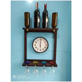 Wooden Red Wine Beer Rack 4 Bottle Holder Kitchen Living Room Wall Clock Goblet Holder Bar
Wooden Red Wine Beer Rack 4 Bottle Holder Kitchen Living Room Wall Clock Goblet Holder Bar