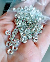 Espaciadores de diamantes de imitación, cuentas de cristal checo para fabricación de joyas, pulsera, collar, abalorios, accesorios, 4/6/8/10mm, 100 Uds.