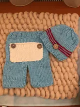 Traje de punto de ganchillo para bebé recién nacido bonito, accesorios para fotografía, sombrero de bebé, accesorios de foto para recién nacidos, bonito atuendo de 0 a 3M