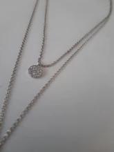 Collar de doble capa de Plata de Ley 925, redondo brillante, circón completo, collares con colgantes largos, regalo para niña, accesorios finos NK062